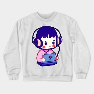 Cute Call Center Girl Crewneck Sweatshirt